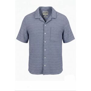 THE STRONGHOLD Light Blue Crosshatch Textured Button Up Short Sleeve Shirt-2XL